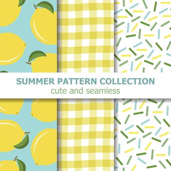 Cute summer pattern collection. Lemon theme. Summer banner