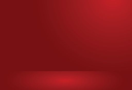 Empty red color studio room luxury background. Abstract gradient red, used as background for display products design web template, Vector illustration