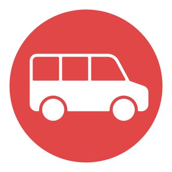 Airport shuttle minivan, shuttle bus vector white glyph icon. Graph symbol for travel and tourism web site and apps design, logo, app, UI
