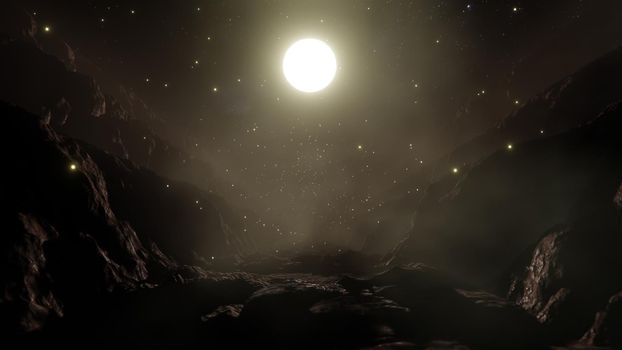 The Night Sky On The Cliff Valley