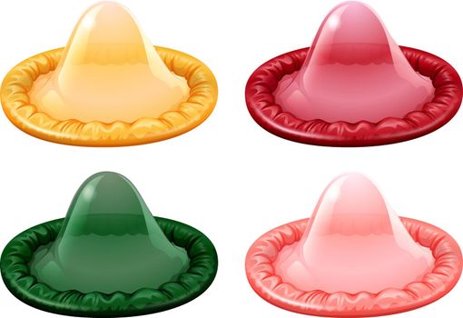 Four colorful condoms