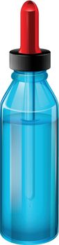 A blue medical bottle with a dropper