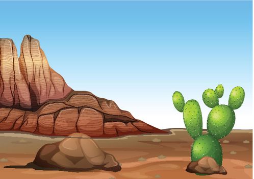 A desert with a cactus