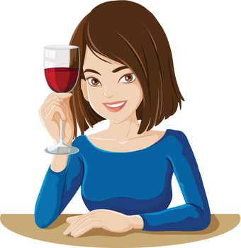 A lady holding a glass of red wine