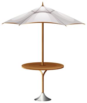 A table with a beach umbrella