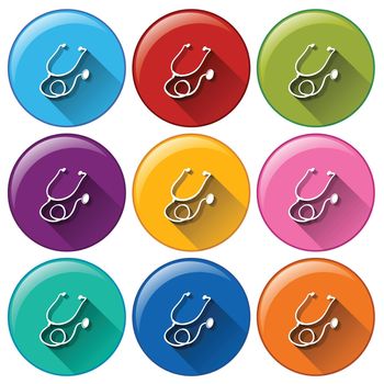 Round buttons with stethoscopes