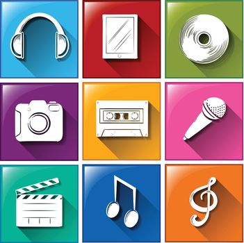 Icons with entertainment gadgets