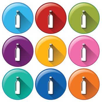 Rounded buttons with bottles