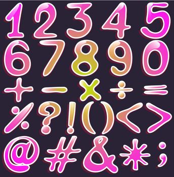 Colourful numbers and symbols