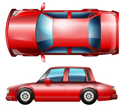 A red sedan vehicle