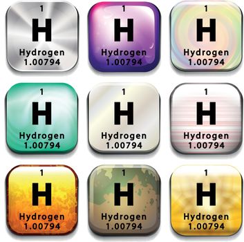 A periodic table button showing the Hydrogen
