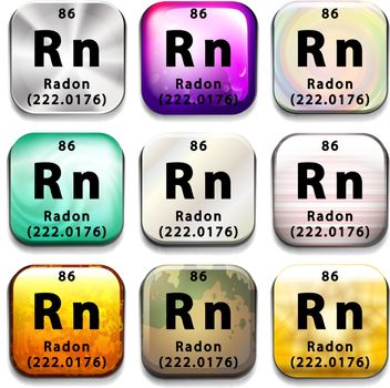 A periodic table showing Radon