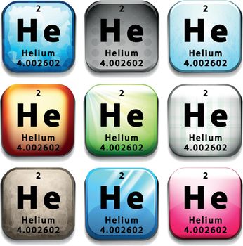 A button showing the chemical element Helium