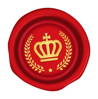 Sealing wax stamp vector illustration ( crown emblem mark )