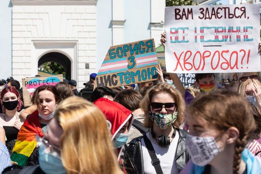 A march in support of transgender people in Kyiv