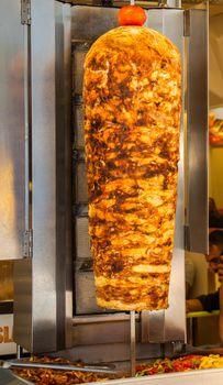 Traditional Turkish Chicken Doner Kebab kebab on skewer. Turkish cuisine