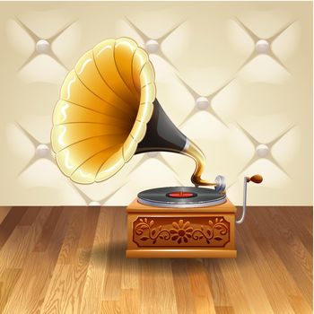 Gramophone with recorder on it