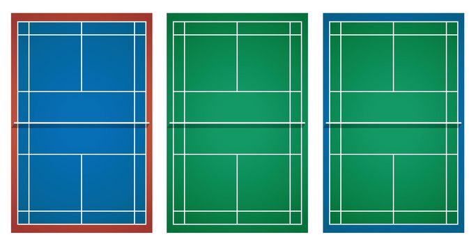 Three designs of tennis court