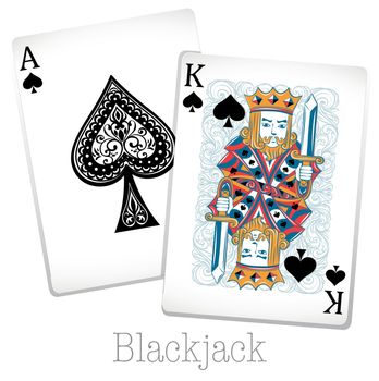 Blackjack cards with king and ace