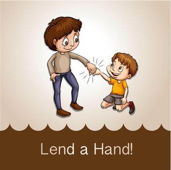 Man holding a boy's hand