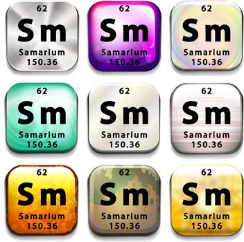A periodic table button showing Samarium