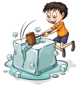 Boy breaking the icecube