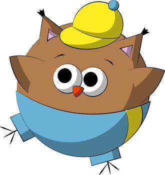 Cute cartoon Owl in sports form. Draw illustration in color