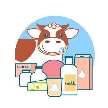 Logo of cow and dairy farm products