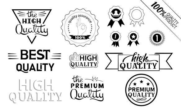 A set of labels that indicate high or premium quality