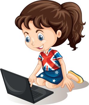 Aussie girl working on computer