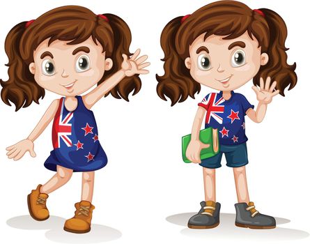 Australian girls waving and smiling
