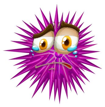 Purple thorn ball with crying face