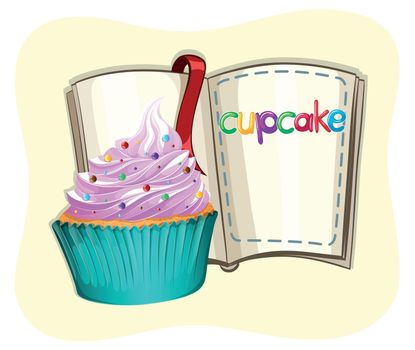 Cupcake with frosting and a book