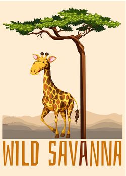 Wild savanna theme with giraffe