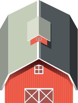 Red barn with gray roof