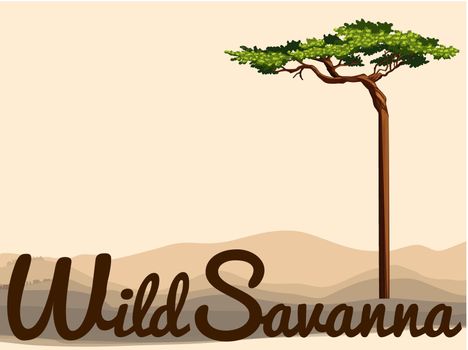 Wild Savanna with tree in the field