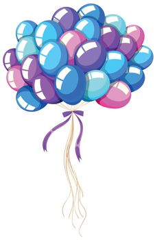 Helium balloons tied with ribbon