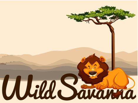Wild Savanna theme with lion and tree