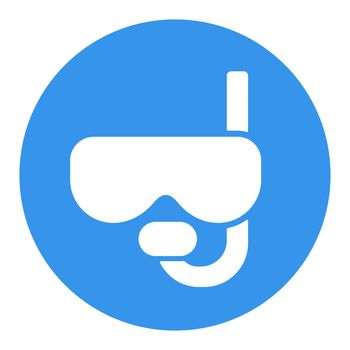 Diving mask with snorkel vector white glyph icon