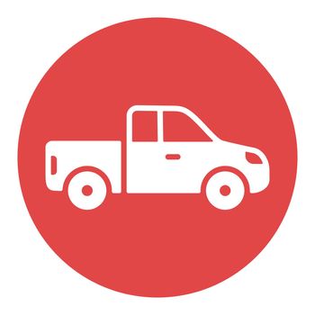 Pickup car flat vector white glyph icon isolated