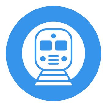 Subway underground metro train flat vector white glyph icon