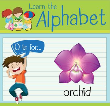 Flashcard letter O is for orchid