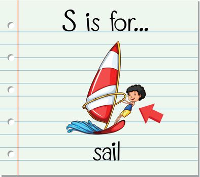 Flashcard letter S is for sail