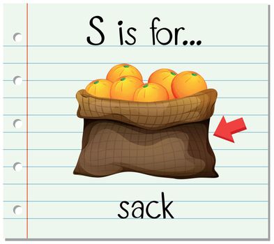 Flashcard letter S is for sack