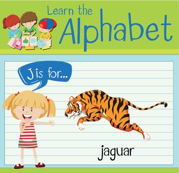 Flashcard letter J is for jaguar