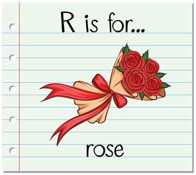 Flashcard letter R is for rose