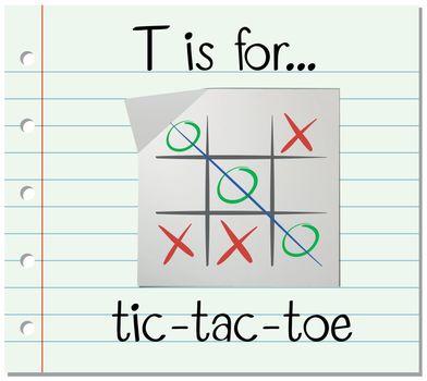 Flashcard letter T is for tic tac toe