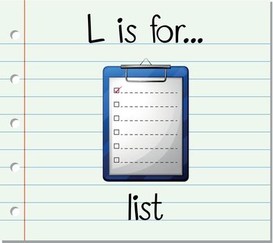 Flashcard letter L is for list