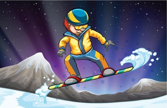 Man snowboarding on the hill