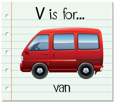 Flashcard letter V is for van
